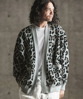  Leopard pattern double Jacquard used like processing minimal detail cardigan カーディガン(16-007-gls-ce) | CAMBIO カンビオ