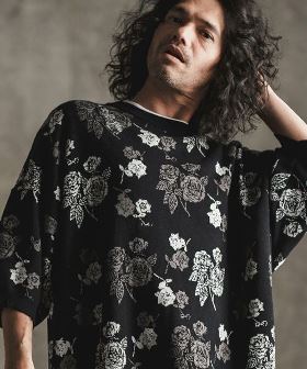  Botanical pattern double Jacquard short sleeve sweater 半袖ニット(16-006-gls-ce) | CAMBIO カンビオ