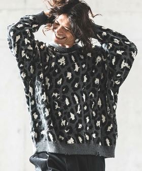 Leopard pattern used like processing sweater セーター(15-124-gla-cd) | CAMBIO カンビオ