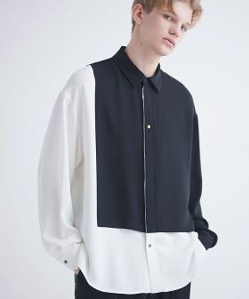 Double Cloth Asymmetrical Stripe Shirt レイヤードシャツ(24-SS-046) | CAMBIO カンビオ(長袖・7分)