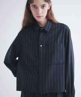 Stripe Twill Square Pocket Shirt シャツ(24-SS-032B) | CAMBIO カンビオ(長袖・7分)