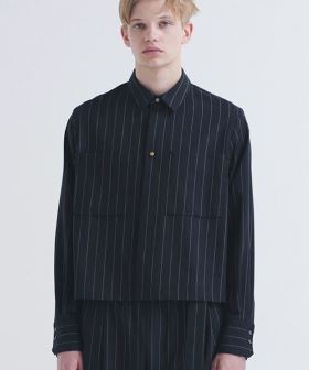 Stripe Twill Square Pocket Shirt シャツ(24-SS-032B) | CAMBIO カンビオ(長袖・7分)