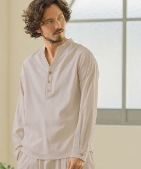 COTTON LINEN BAND COLLAR SKIPPER PULLOVER　カットソー(MGN241-009) | CAMBIO カンビオ(長袖・7分)