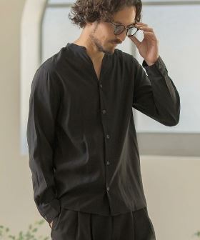 VISCOSE DRAPE BAND COLLAR SKIPPER SHIRTS　スキッパーシャツ(MGN241-012) | CAMBIO カンビオ(長袖・7分)