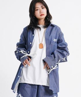 Lace up denim shirts デニムシャツ(efmsaw-08) | CAMBIO カンビオ(長袖・7分)