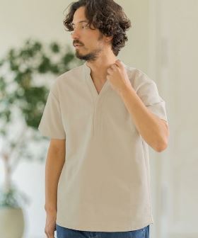 DOUBLE FACE BAND COLLAR SKIPPER POLO SHIRTS　ポロシャツ(MGN241-006) | CAMBIO カンビオ(半袖・5分)