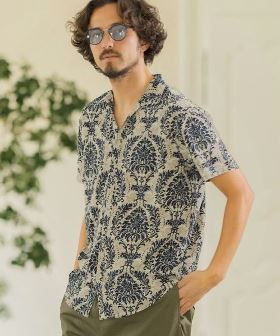 ORIENTAL PATTERN SHORT SLEEVE SKIPPER SHIRTS シャツ(MGN241-025B) | CAMBIO カンビオ(半袖・5分)