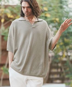  Basket Knit Skipper Polo Shirts ポロシャツ(MIU-241-031) | CAMBIO カンビオ(半袖・5分)