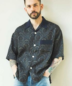  PAISLEY LINEN - CLASSIC OPEN COLLAR SHIRT オープンカラーシャツ(M241122) | CAMBIO カンビオ(半袖・5分)