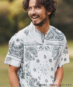  bandana pattern no-collar polo ポロシャツ(1M24H130) | CAMBIO カンビオ(半袖・5分)