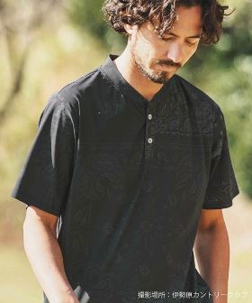  bandana pattern no-collar polo ポロシャツ(1M24H130) | CAMBIO カンビオ(半袖・5分)