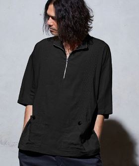  ZIPTUCK PULLOVER SHIRTS スタンドカラーシャツ(616259) | CAMBIO カンビオ(半袖・5分)