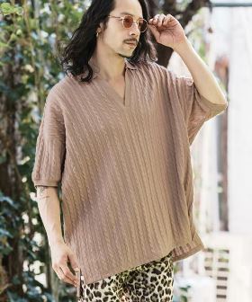  Cable Jacquard Knit sew Polo Shirts ポロシャツ(S22924cmb) | CAMBIO カンビオ(半袖・5分)