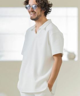 DIFFERENT PILE SKIPPER POLO SHIRTS スキッパーポロシャツ(MGN241-022) | CAMBIO カンビオ(半袖・5分)