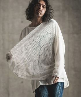 Mesh layered design long sleeve cut sew カットソー(16-025-gls-ce) | CAMBIO カンビオ(長袖・7分)