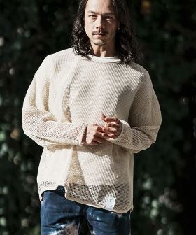  Cotton Mesh Long Sleeve Cut sew カットソー(PF-241-007) | CAMBIO カンビオ(長袖・7分)