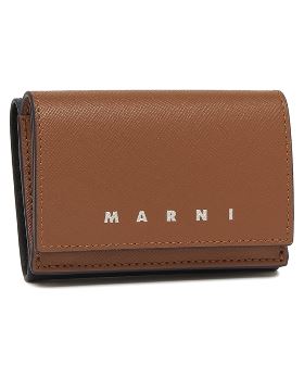 マルニ 三つ折り財布 トリフォールド ミニ財布 ロゴ ブラウン ブルー メンズ MARNI PFMI0067U1 LV520 ZO719