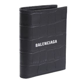 BALENCIAGA バレンシアガ CASH キャッシュ バーティカル クロコ 二つ折り 財布 レザー