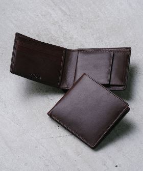 MURA ツートンカラー サフィアーノ&ゴートレザー スキミング防止機能付き ラウンドファスナー 二つ折り財布