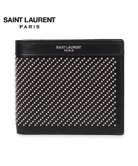 サンローラン パリ SAINT LAURENT PARIS 財布 二つ折り メンズ STUD−EMBELLISHED WALLET ブラック 黒 3613200