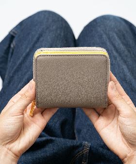 MURA RFIDスキミング防止機能付 レザー カーボン 三つ折り ミニ財布