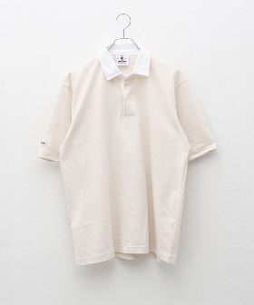 【UVカット/防透け】ラインフラワー柄 半袖ポロシャツ