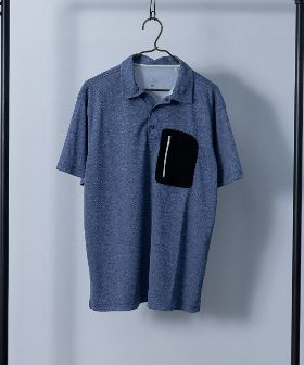 吸汗速乾 カチオン杢 異素材ポケット ドライポロシャツ