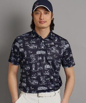 メンズ ゴルフ パイル ジャカード Pロゴ 半袖 ポロシャツ