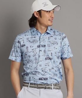 メンズ ゴルフ パイル ジャカード Pロゴ 半袖 ポロシャツ