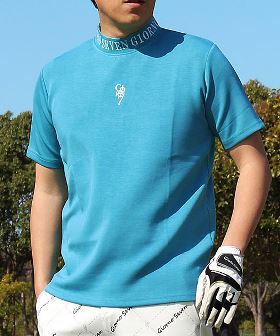 ゴルフウェア モックネックシャツ メンズ GIORNO SEVEN ジョルノセブン ハイネック ゴルフ 接触冷感 ストレッチ 半袖 ロゴ トップス ポロシャツ