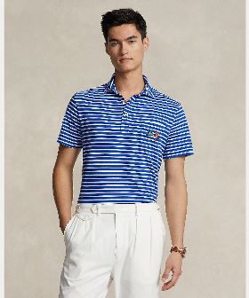 LUXEAKMPLUS(リュクスエイケイエムプラス)ゴルフ 配色バックロゴ半袖ポロシャツ