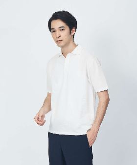 【NOWLE】マルチボーダー メッシュ 編み ニット ポロシャツ