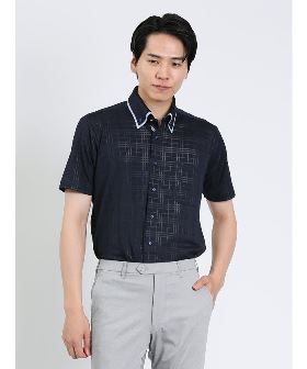 韓国系無地なしワッフルオープンカラーポロシャツ