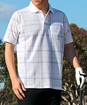 リブニットカラークロックゴルフポロシャツ