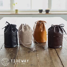 [TIDEWAY/タイドウェイ] LIGHT LEATHER DROW STRING BAG M 巾着バッグ レザーバッグ 本革[あす着対応]