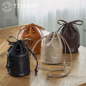 [TIDEWAY/タイドウェイ] LIGHT LEATHER DROW STRING BAG S 巾着バッグ レザーバッグ 本革 革 小さめ[あす着対応]